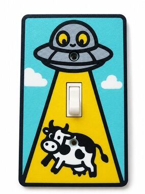 2/$25 UFO Cow Abduction Light Switch Cover | 3D Printed Decor
